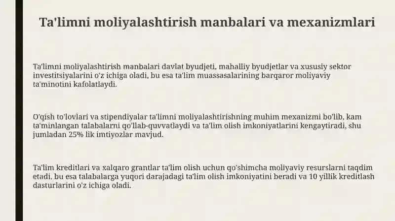 Turli darajalarda taʼlimni moliyalashtirish holati va tendensiyalari 3