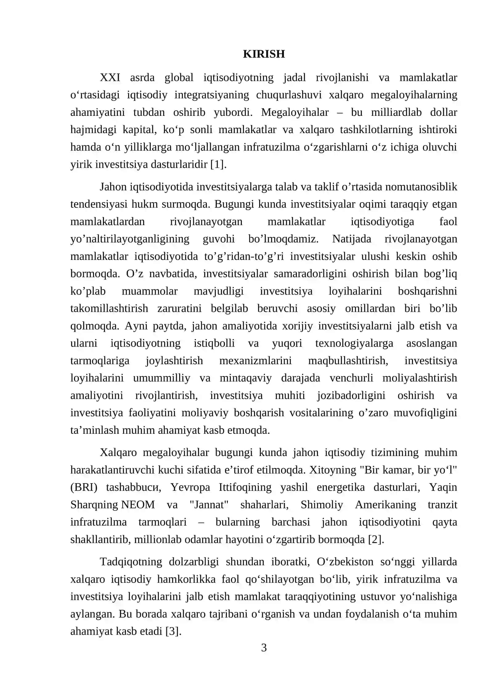 XALQARO MEGALOYIHALARNING JAHON IQTISODIYOTIDEGI O'RNI 3
