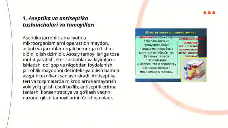 Xiturgiyada infeksiya tushishini oldini olish.Aseptika va Antisepka 3