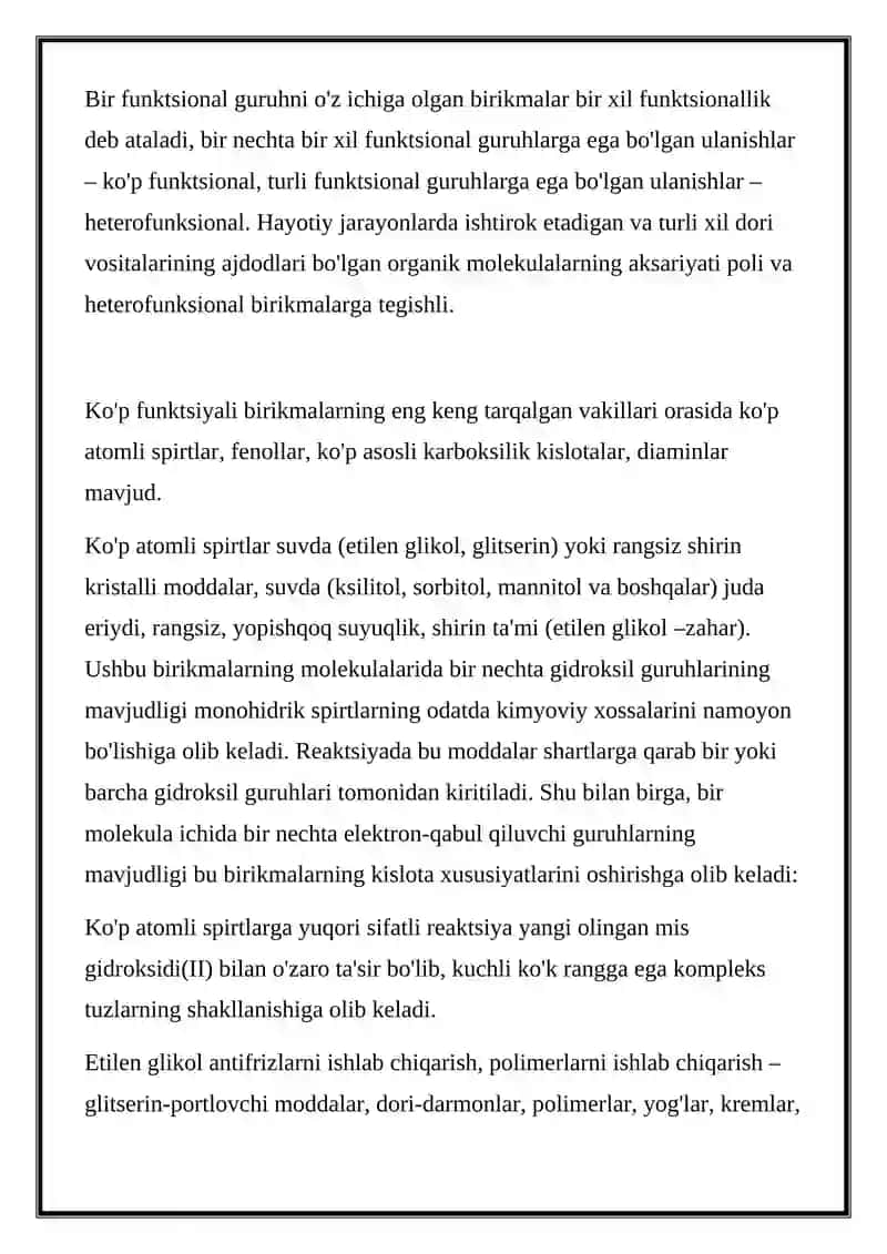 Getero va Polifunksional birikmalar asosida ishlab chiqariladigan zamonaviy dori vositalari 3
