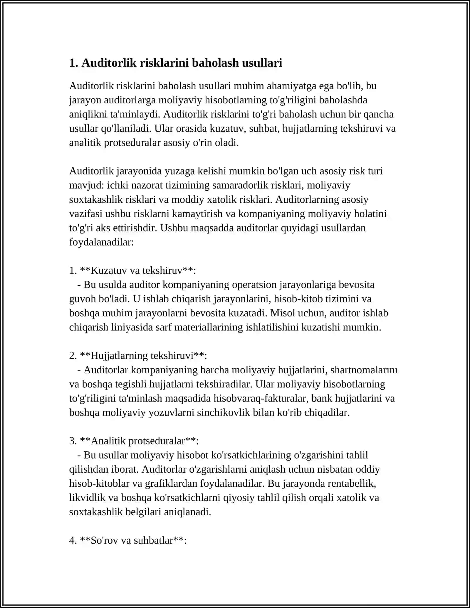 AUDITORLIK RISKLARNING MAQBUL TO’PLAMI 3