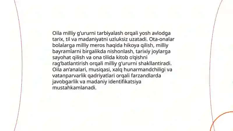 Vatan taraqiyitiga men ham masulman: oila jamiyatning poydevori. 3