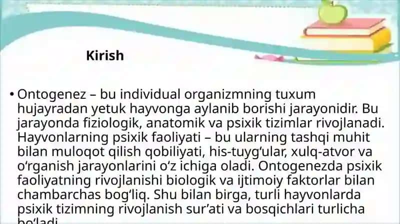 Hayvonlarning psixik faoliyatini ontogenezda rivojlanishi 3