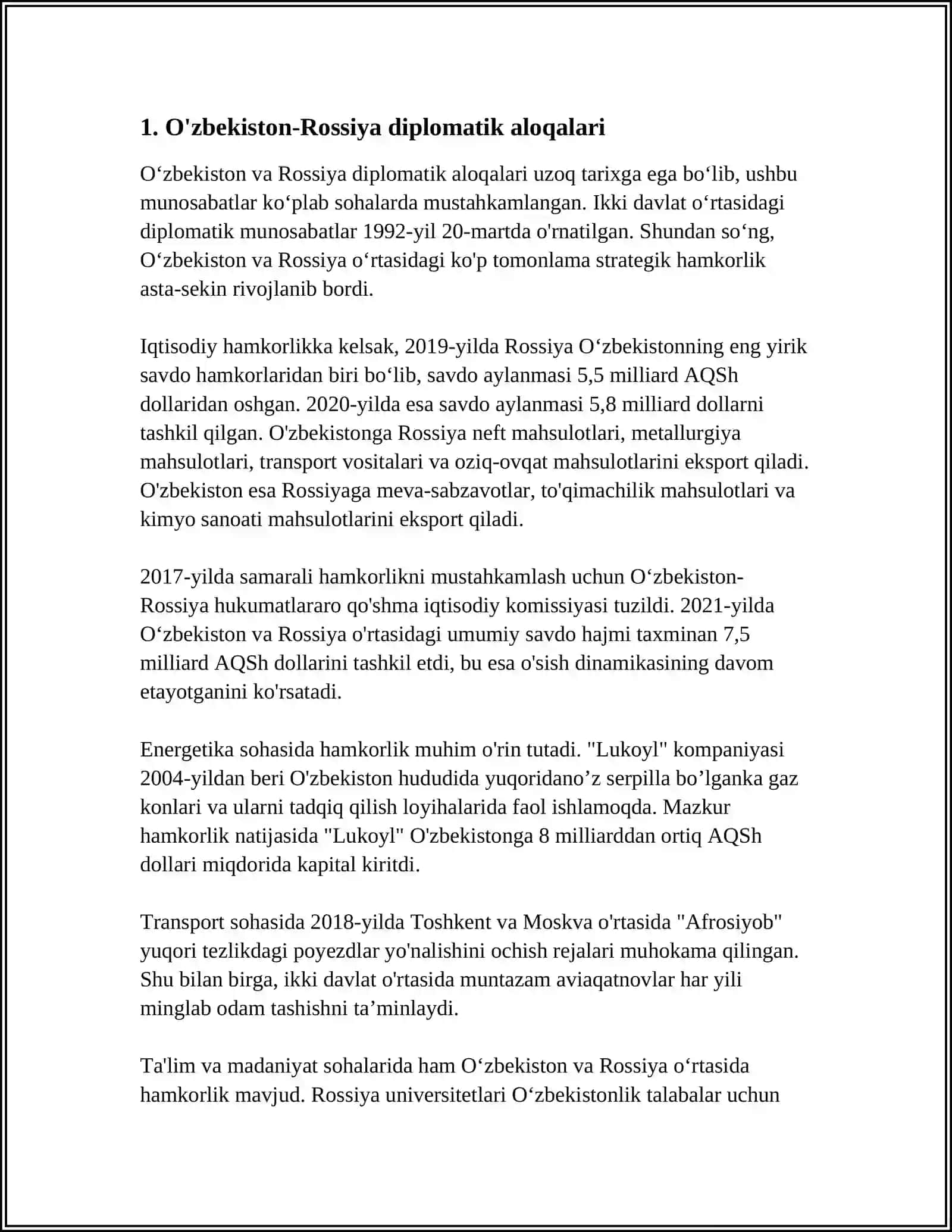 O'ZBEKISTON RESPUBLIKASINING ROSSIYA, XITOY, AQSH BILAN O’ZARO MUNOSABATLARI 3