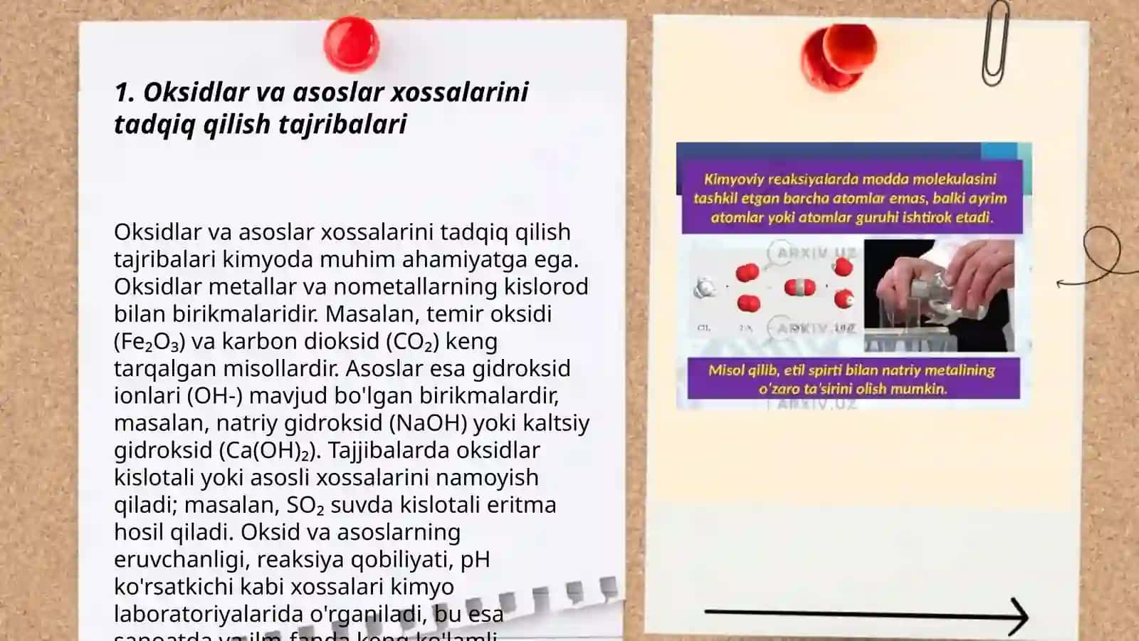 Oksidlar va asoslar xossalarini tadqiq qilish tajribalari 3