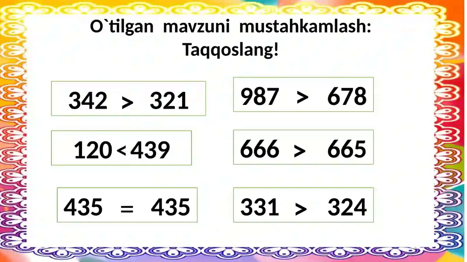 Minglik, yuzlik, o`nlik va birlik orasidagi munosabat 3