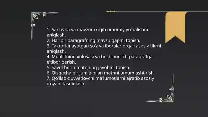Matnni tahlil qilish va Asosiy ģoyalarni ajratish 3