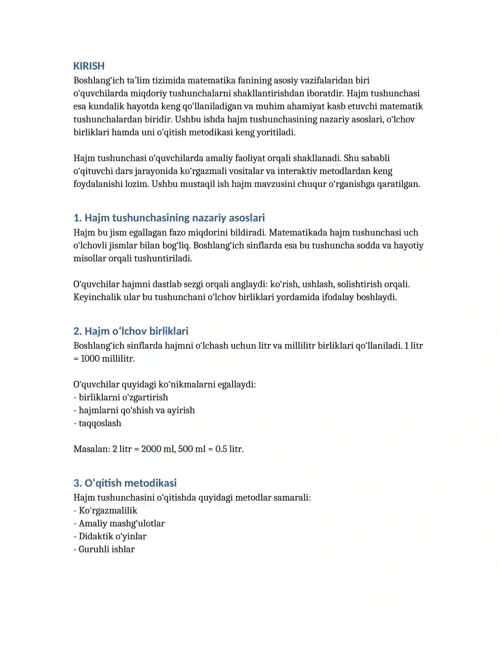Boshlang‘ich sinflarda matematika o‘qitishda hajm tushunchasi va uning o‘lchov birliklari 3
