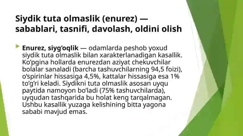 Bolalardagi siydik tuta olmaslik (enurez) 3