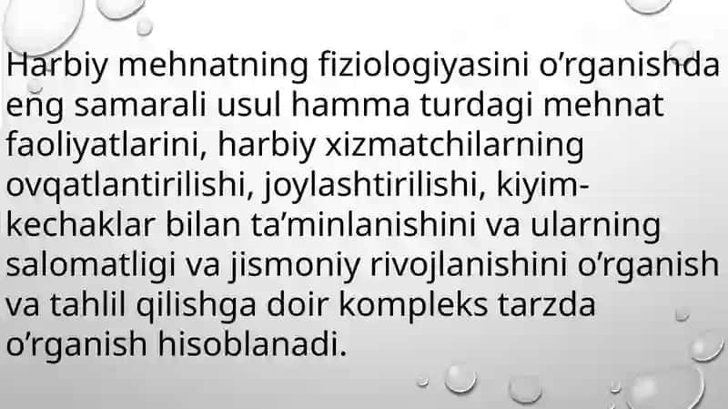 Harbiy mehnat gigiyenasini o'rganish 3