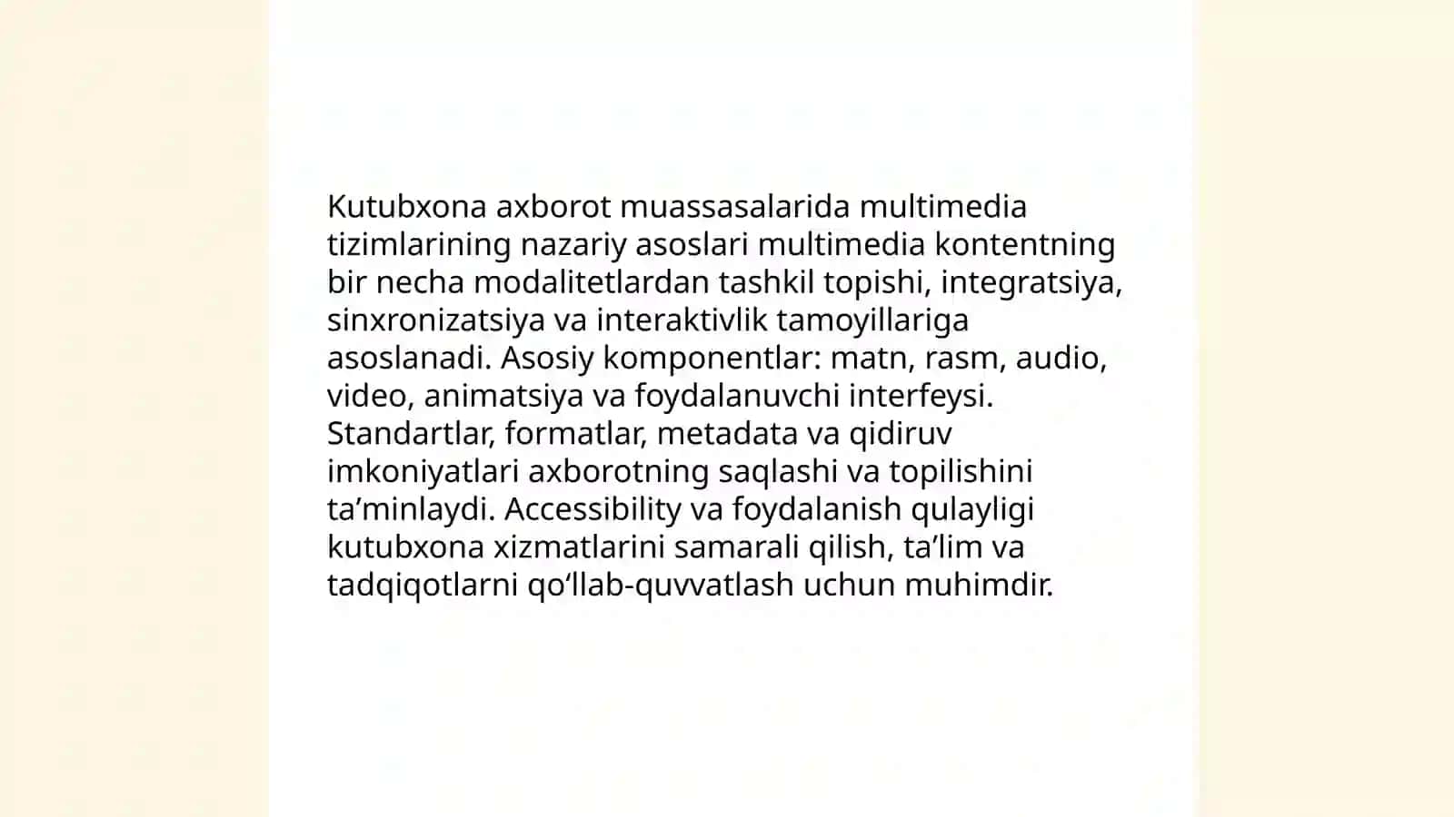 Kutubxona axborot muassasalarida multimedia tizimlarining nazariy asoslari 3
