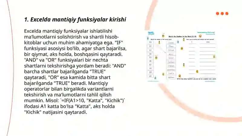 Excelda mantiqiy funksiyalar bilan ishlash 3