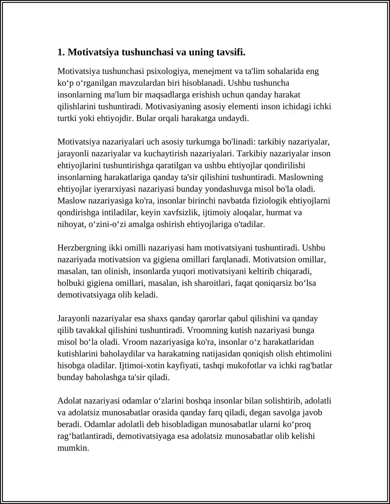 XORIJ PSIXOLOGIYASIDA MOTIV VA MOTIVATSIYA MUAMMOSI 3