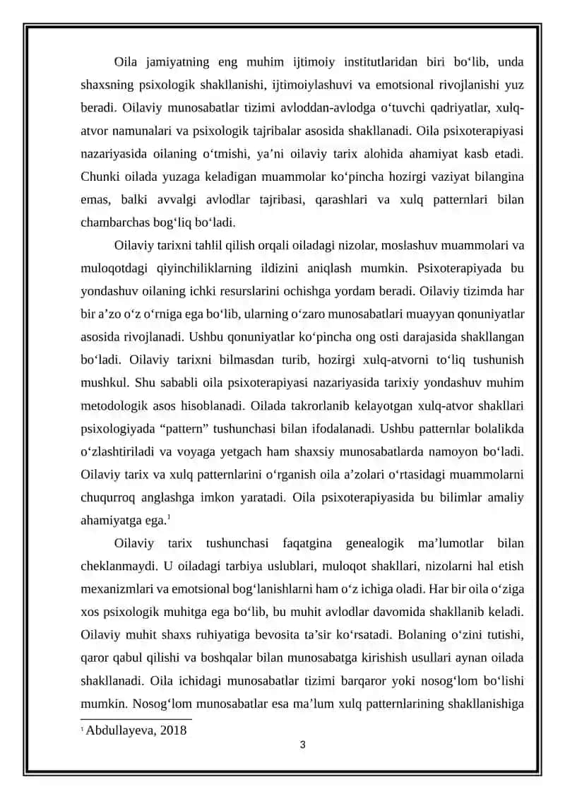 Oilaviy Tarix va Xulq-Patternlarni Tahsil Qilish Metodlari 3