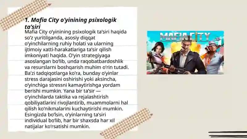 Mafia City oʻyinining foydali va zararli tamonlari 3