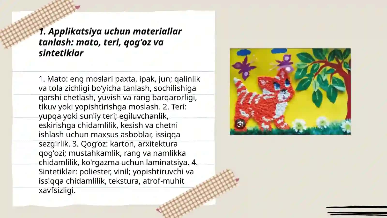 Applikatsiya usulidan foydalanib buyumlarga va ko'rgazmalarga bezak berish 3