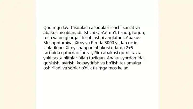 Qadimgi davr hisoblash asboblari: ishchi sanʼat va abakus 3