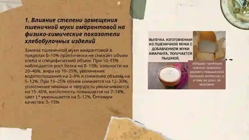Исследование влияния замены пшеничной муки на амарантовую на качество хлебобулоч ных изделий 3
