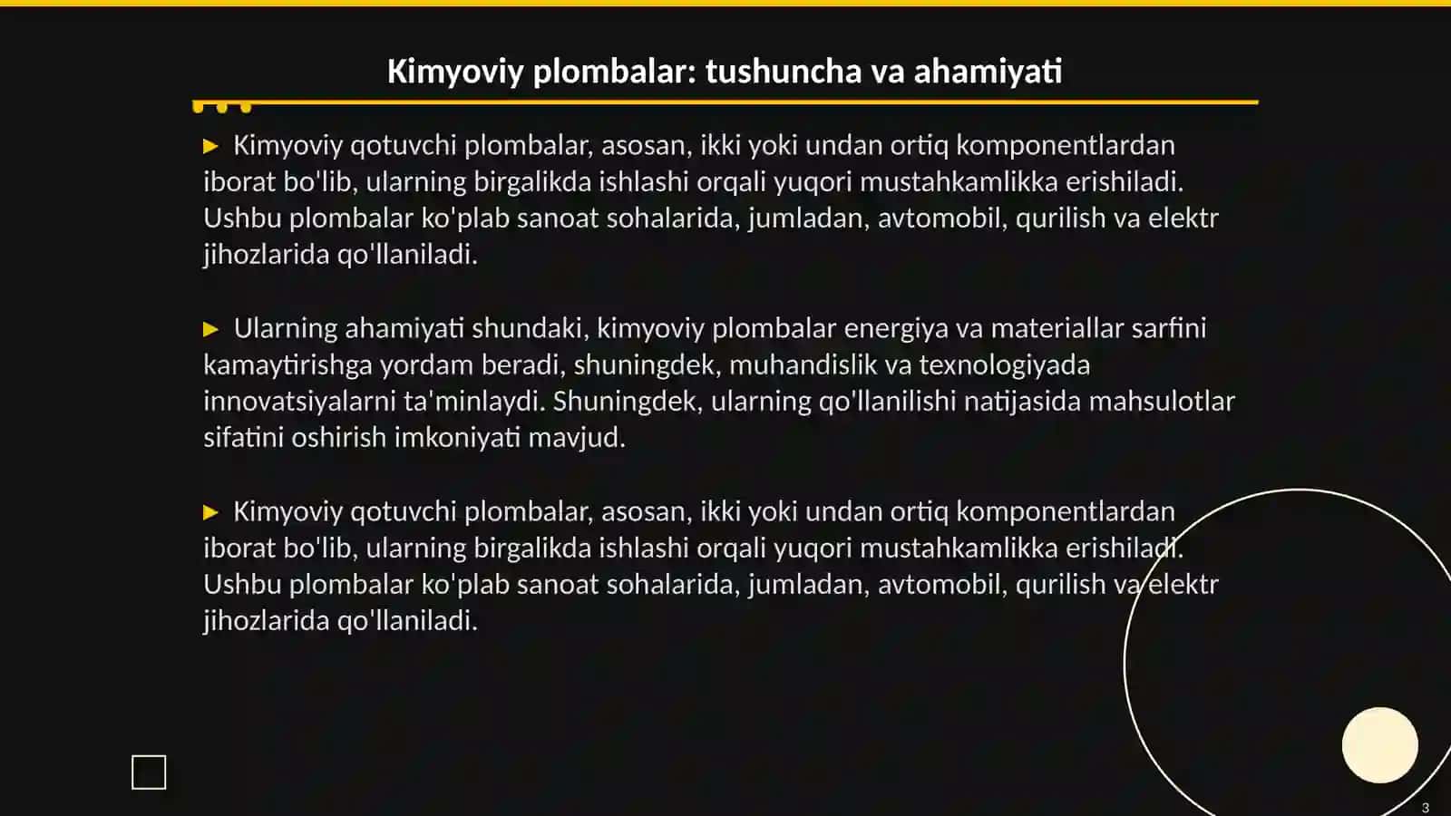 Kimyoviy qotuvchi plombalar tarkibi, xususiyatlari, qo'llanilishi va turlari 3