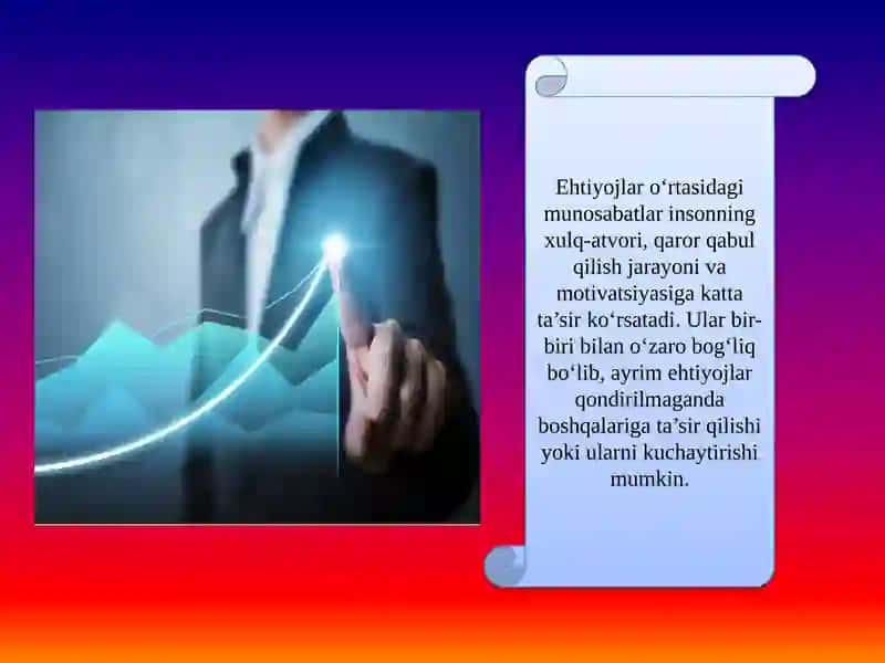 Ehtiyojlar o`rtasidagi munosabatlar va ularning aniq tasiri.Motivatsiyaning  mazmuniy va jarayon  nazariyalari va nazariyasi 3