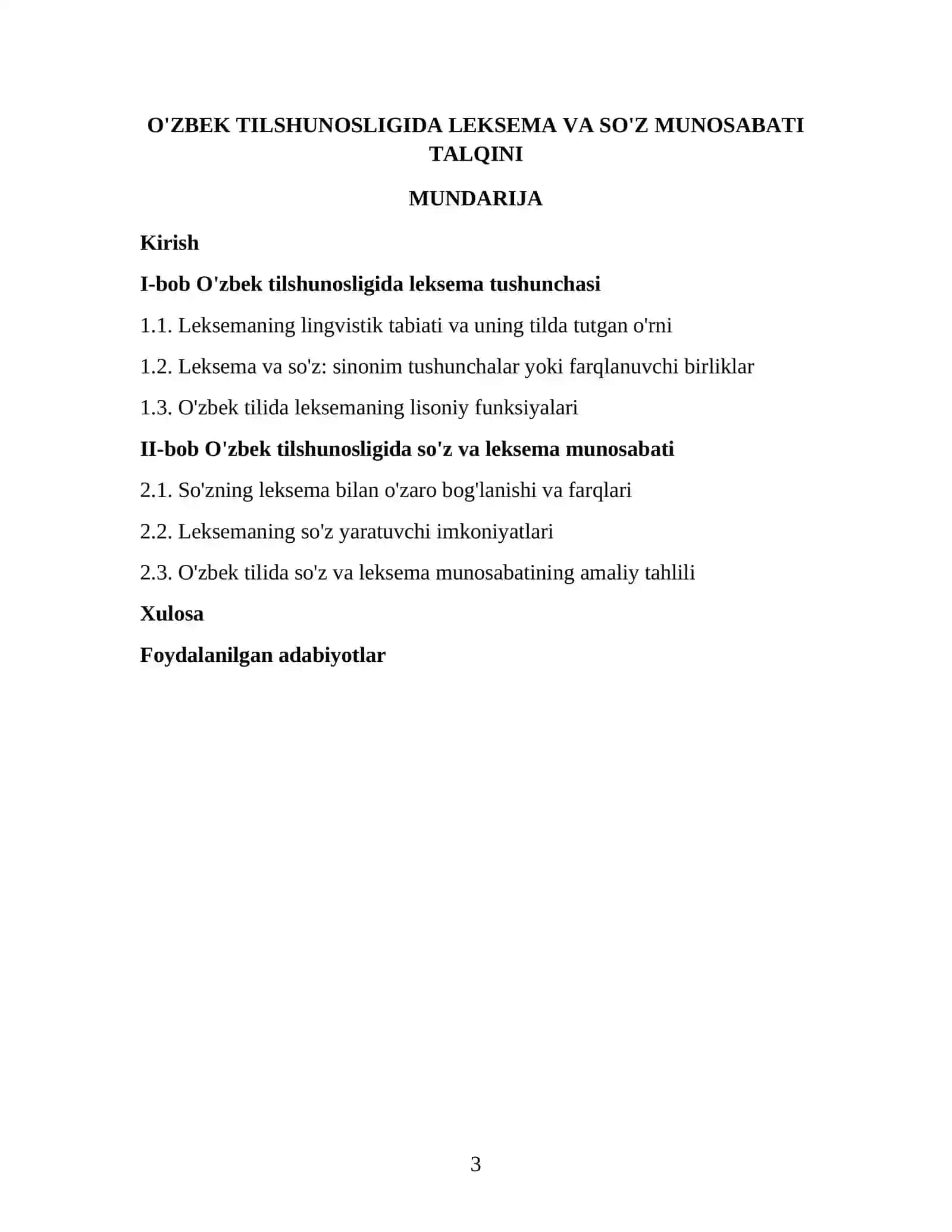 O'zbek tilshunosligida leksema va so'z munosabati talqini 3