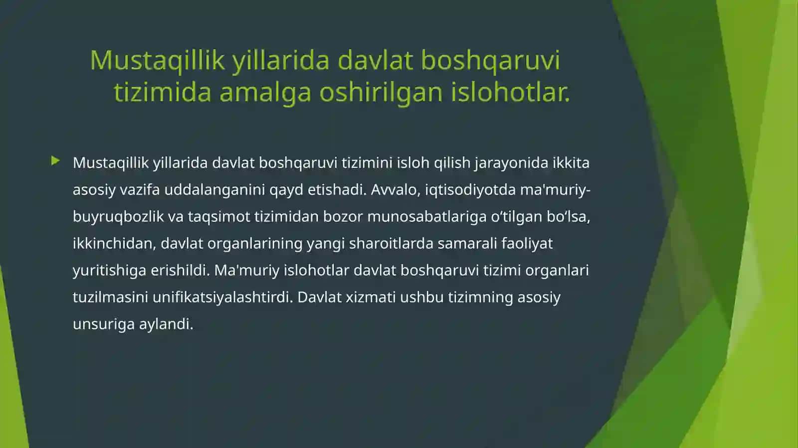 Mustaqillik yillari davlat boshqaruv tizimida amalga oshirilgan islohotlar 3