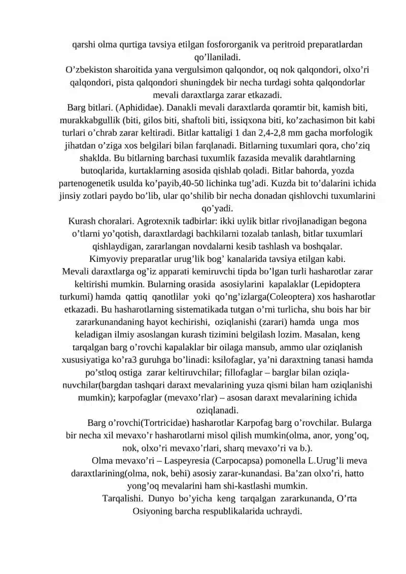 MEVALI EKINLARNING SO’RUVCHI VA KEMIRUVCHI ZARARKUNANDALARI VA ULARGA QARSHI KURACH CHORALARI 3