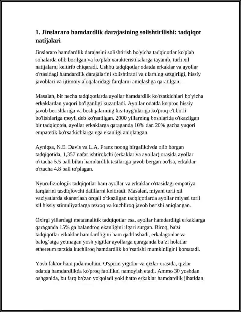 AYOL VA ERKAKLARNING EMPATIYASI:TADQIQOT NATIJALARI 3