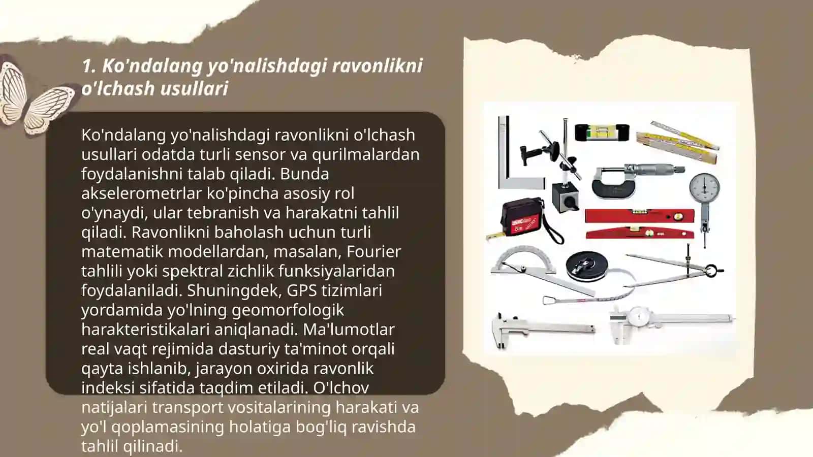Ko'ndalang yo'nalishdagi ravonlikni o'lchash asboblari 3