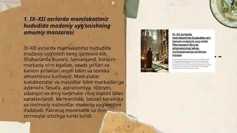 IX-XII asrlarda mamlakatimiz hududida ro'y bergan madaniy uyg'onish 3