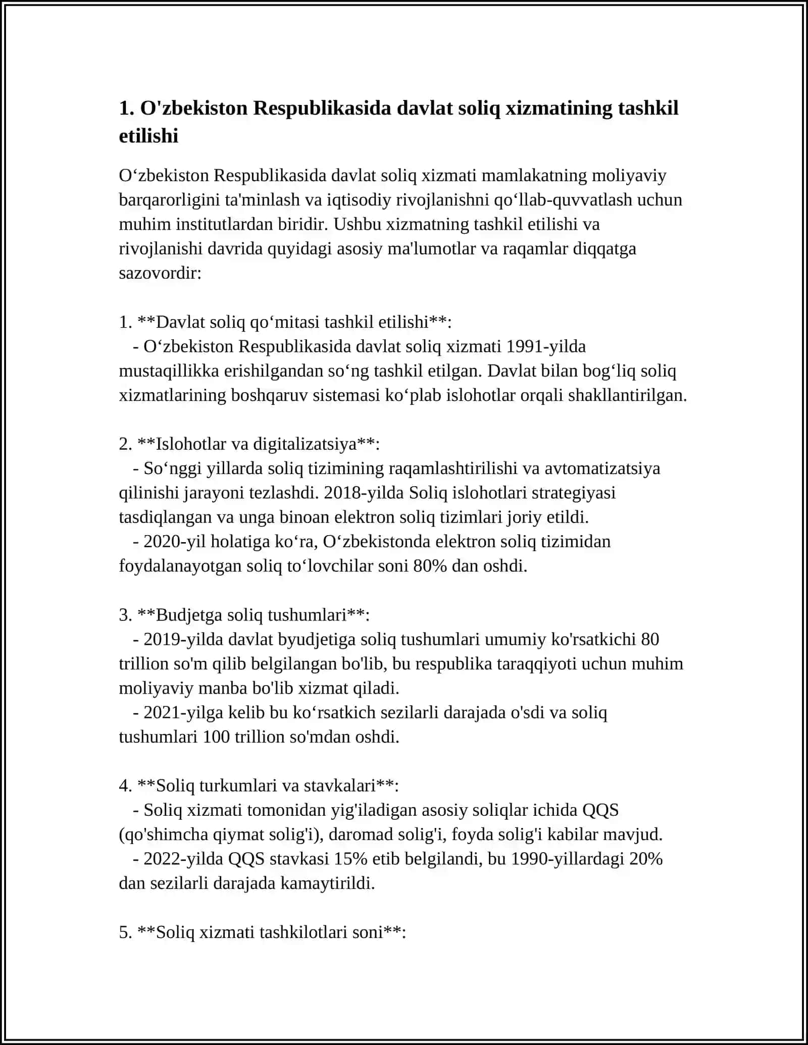O'ZBEKISTON RESPUBLIKASIDA DAVLAT SOLIQ XIZMATINING TASHKIL ETILISHI VA RIVOJLANISH BOSQICHLARI 3