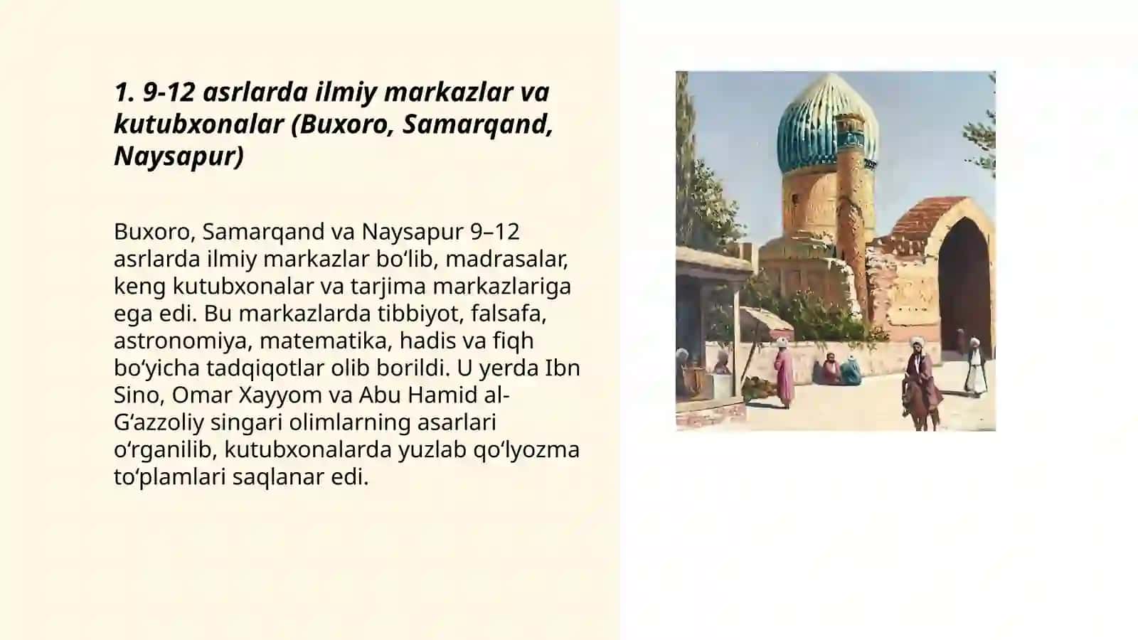 9-12 asrlarda ilm-fan va ma’daniyatning yuksalishi 3