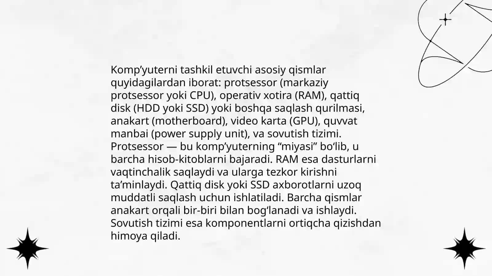 Kampyuter qurilmalar va asasiy Qurilmalar haqida maʼlumot 3