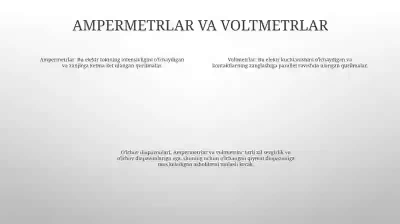 Elektir Olchash Asboblari Va Ular Yordamida Har Hil Kattaliklarni Aniqlash 3
