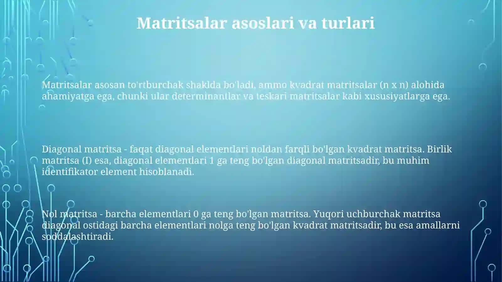 Matrissalar ustida amallar 3