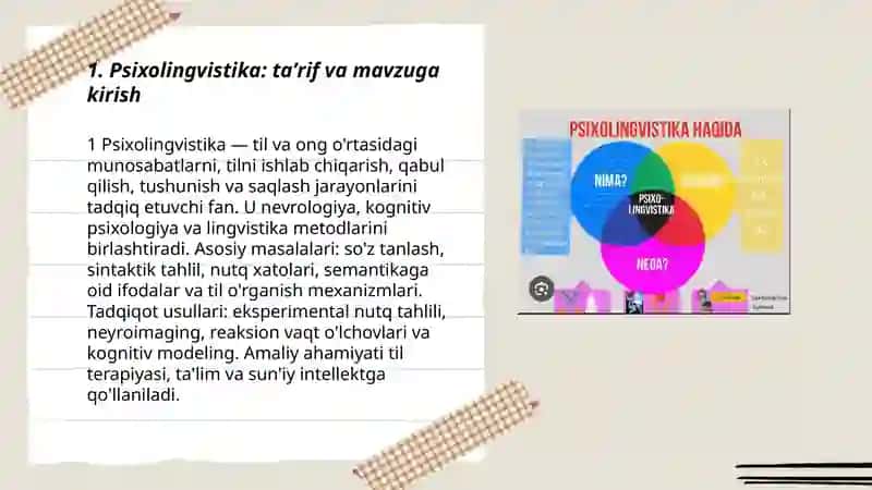 Psixolingvistika til va ong o'rtasidagi ko'prik mavzusida 10 sahifali slayd 3
