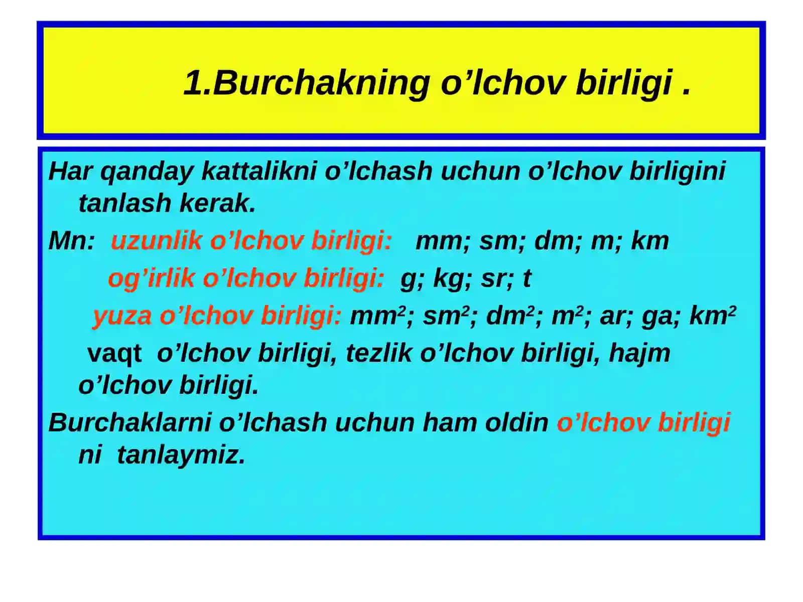 Slayd: Burchaklarni o'lchash.Transportir 3