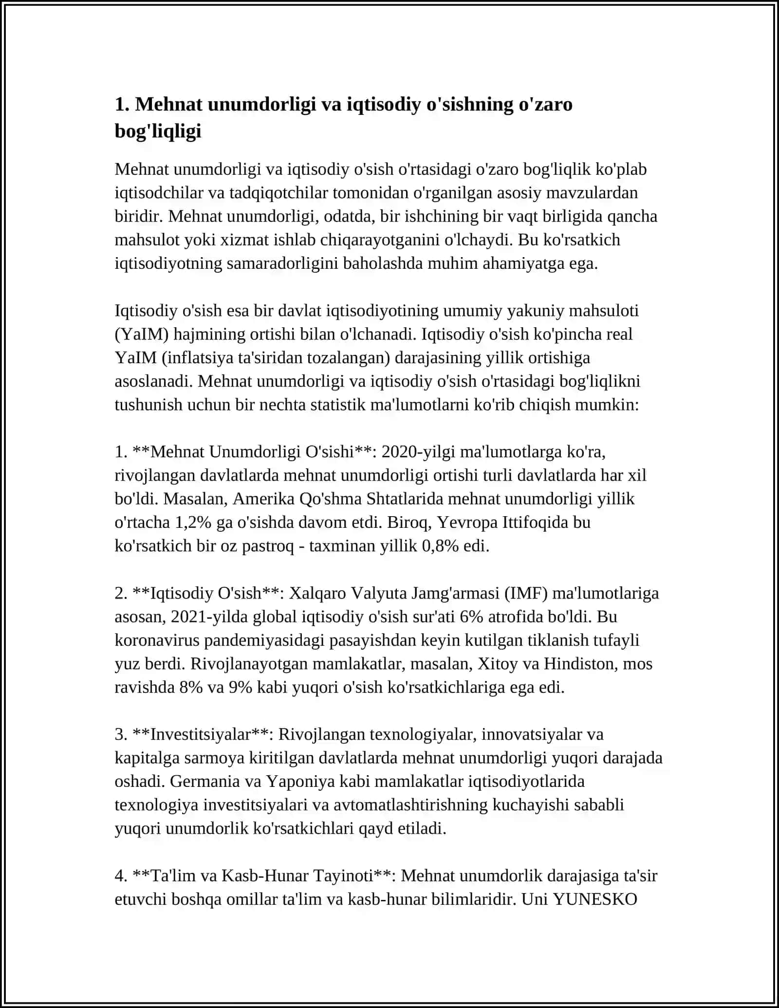 MEHNAT UNUMDORLIGI IQTISODIY O'SISH OMILI SIFATIDA 3