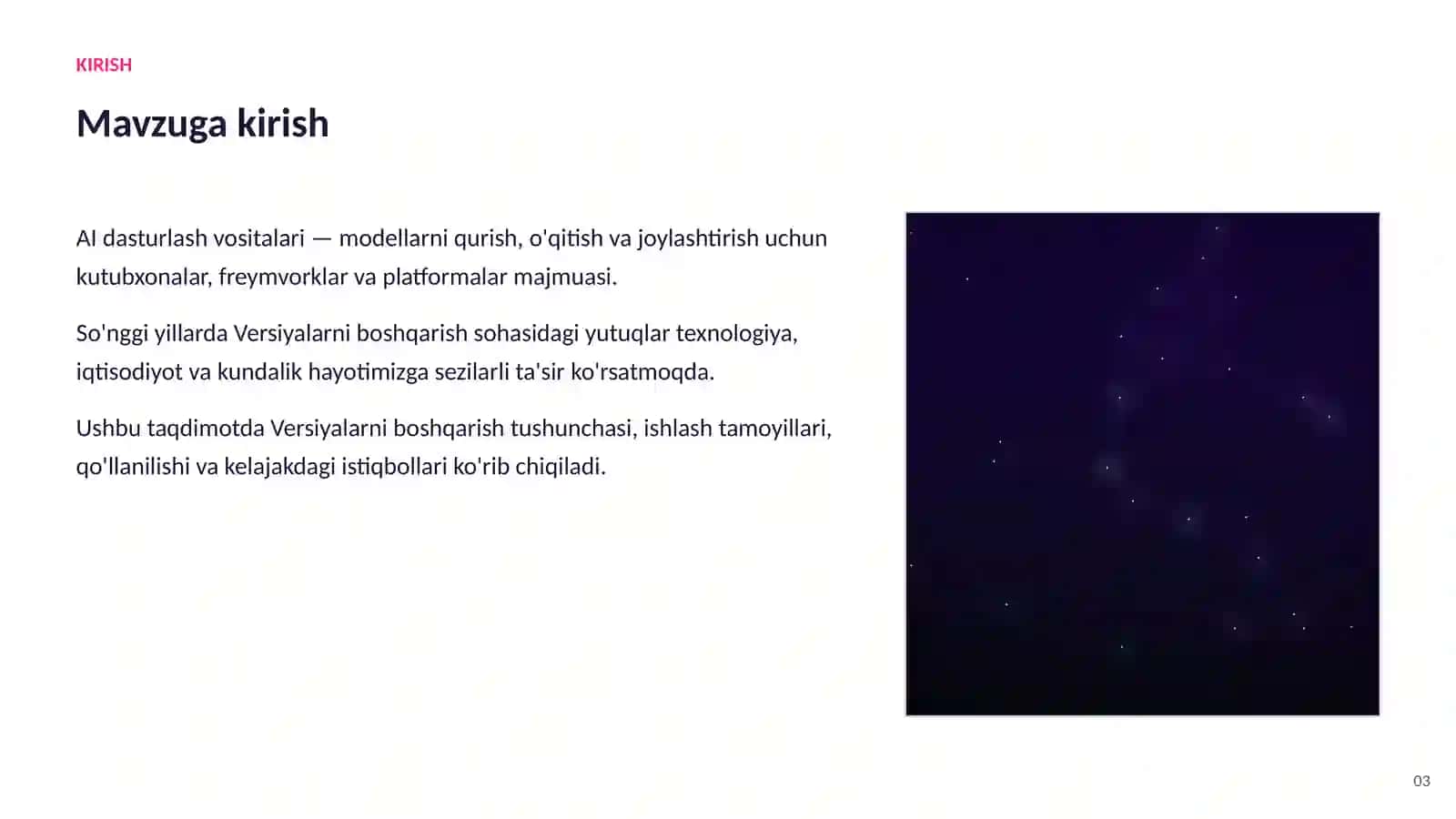 SUN'IY INTELLEKT • AI DASTURLASH VOSITALARI 3
