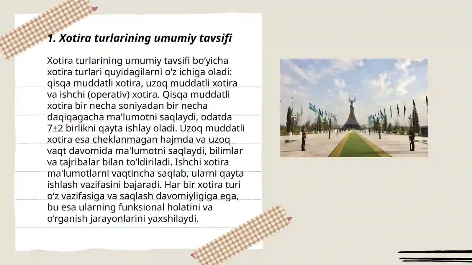 Xotira turlari va uning jarayonlari 3