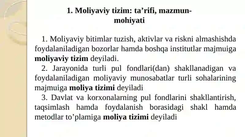 Davlatiy Moliya Fanidan Taqdimot Reja 3