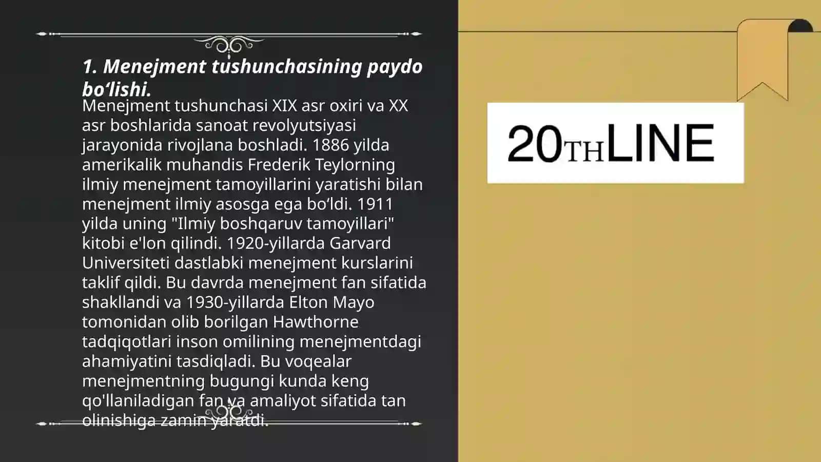 Menejmentning rivojlanish tarixi va hozirgi holati 3