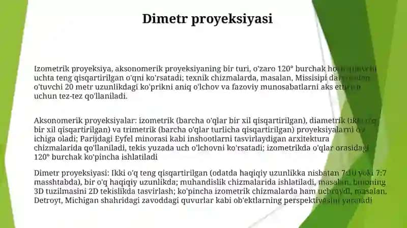 Aksonametrik proeksiyalar 3