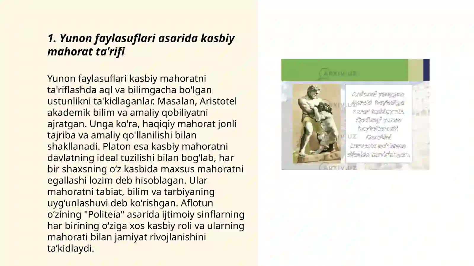 Yunon faylasuflari asarida kasbiy mahorat ta'rifi 3