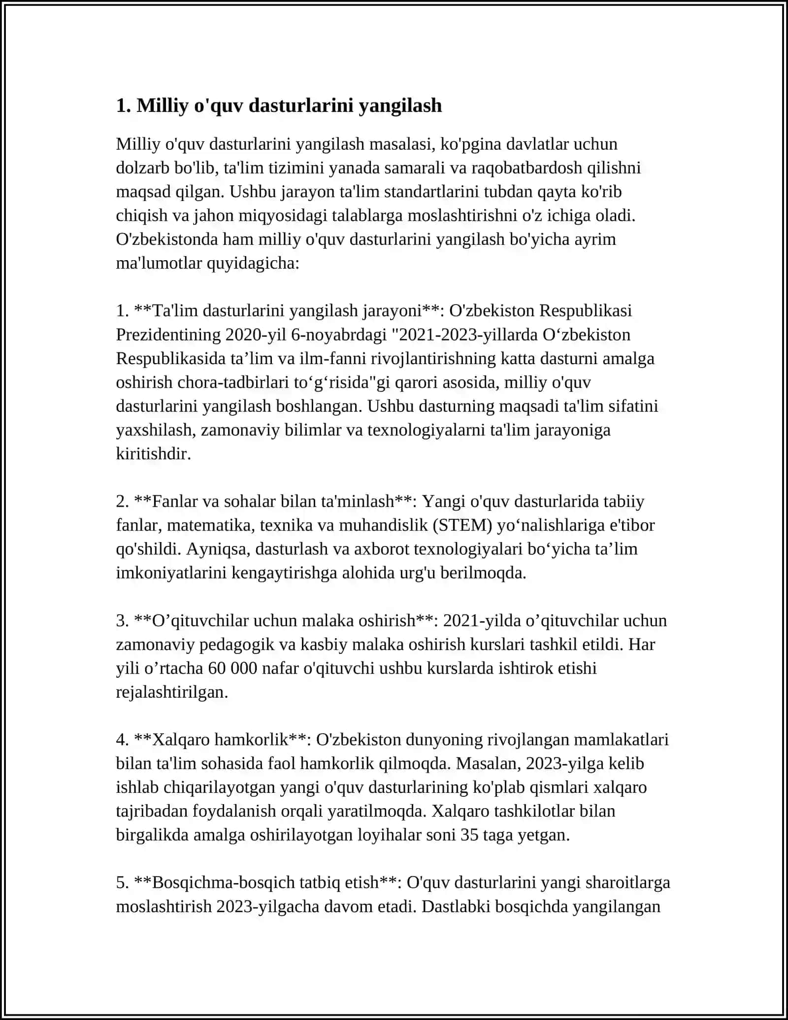 O'zbekiston Respublikasida Ta'lim Sohasida Amalga Oshirilgan Ishlohlar 3