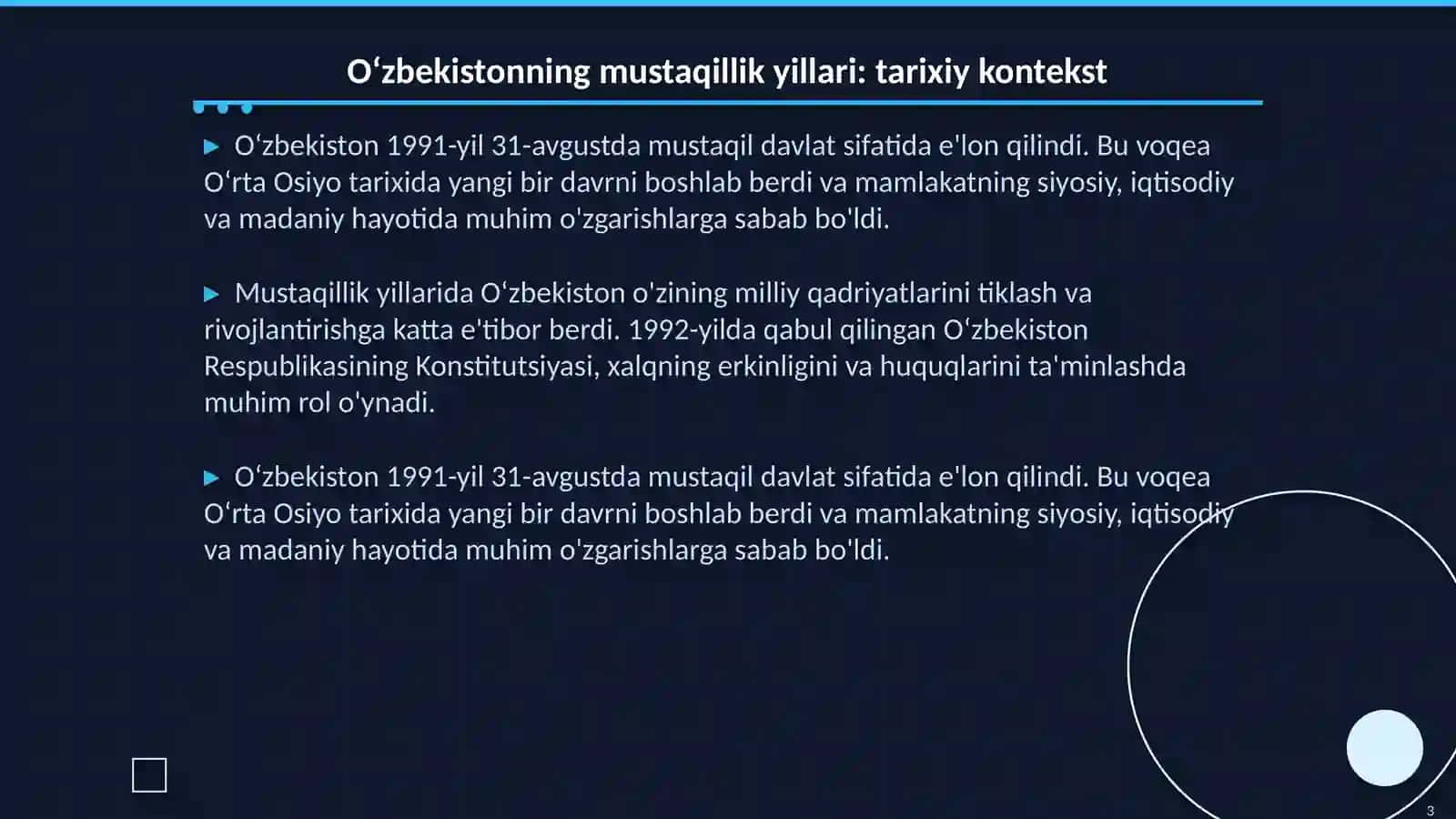 Mustaqillik yillarida Oʻzbekistondagi manaviy va madaniy taraqiyot 3