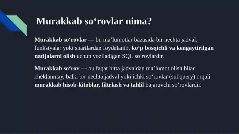 Murakkab so‘rovlar nima? 3