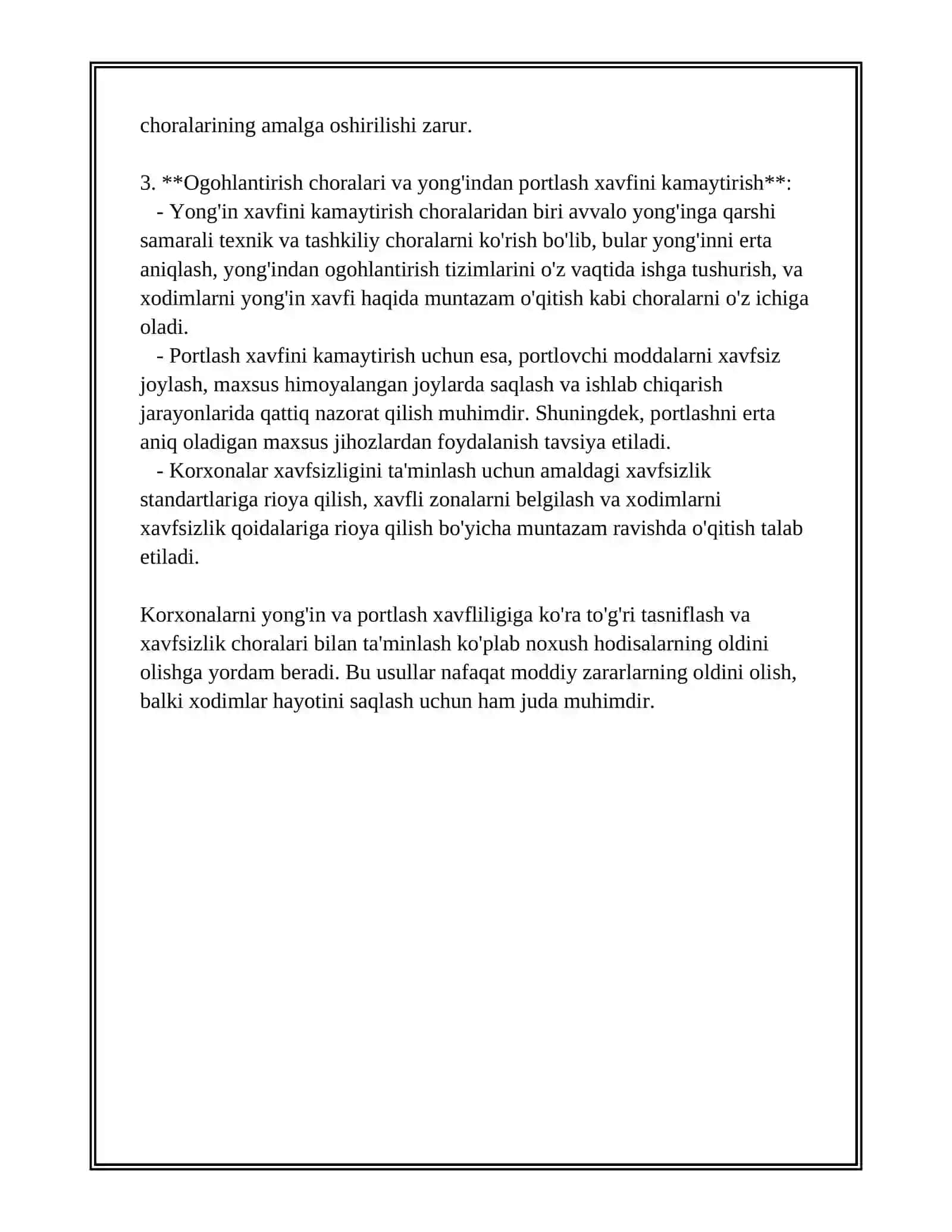 Korxonalarni yong'in va portlash xavfi bo'yicha tasnifi 3