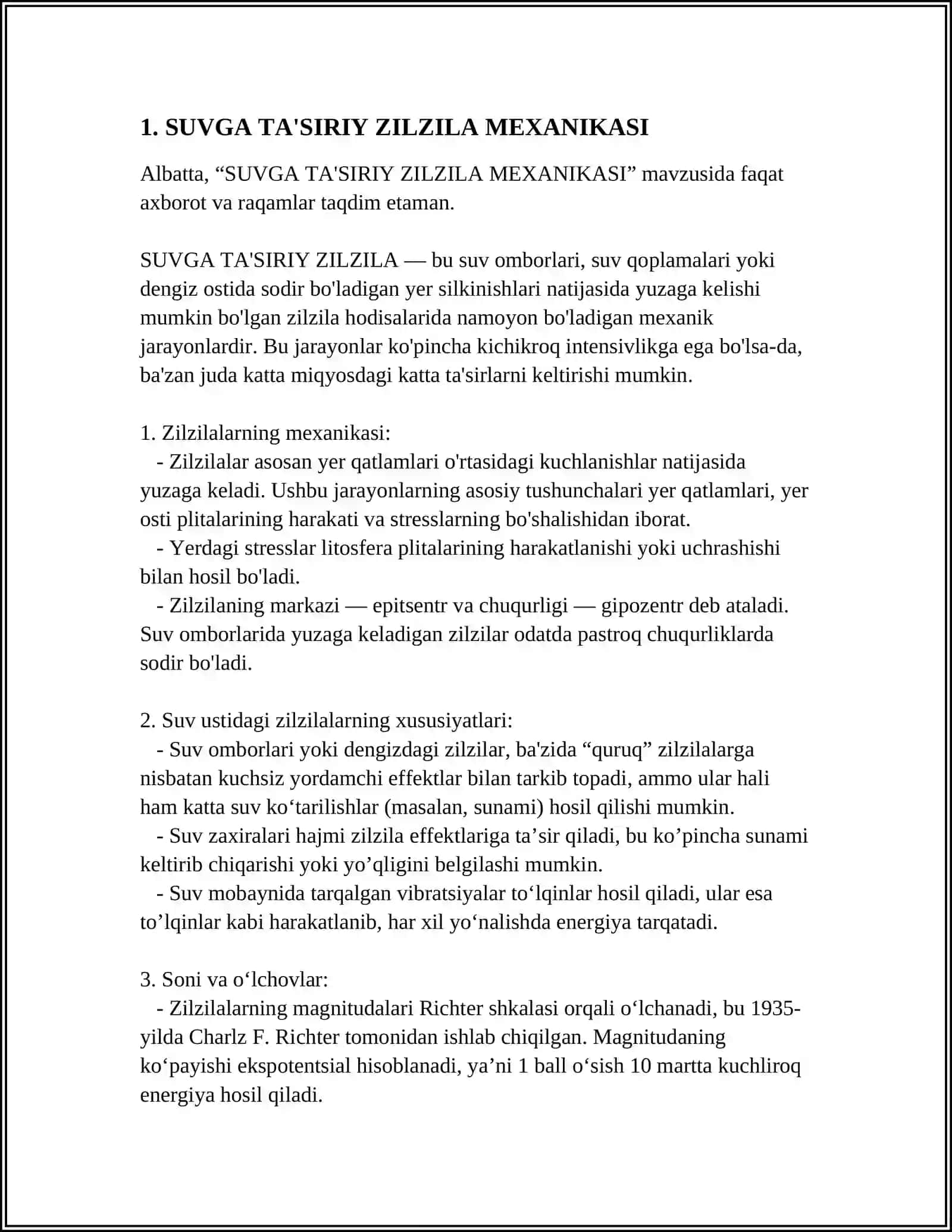 SUVGA TA'SIRIY ZILZILA MEXANIKASI 3