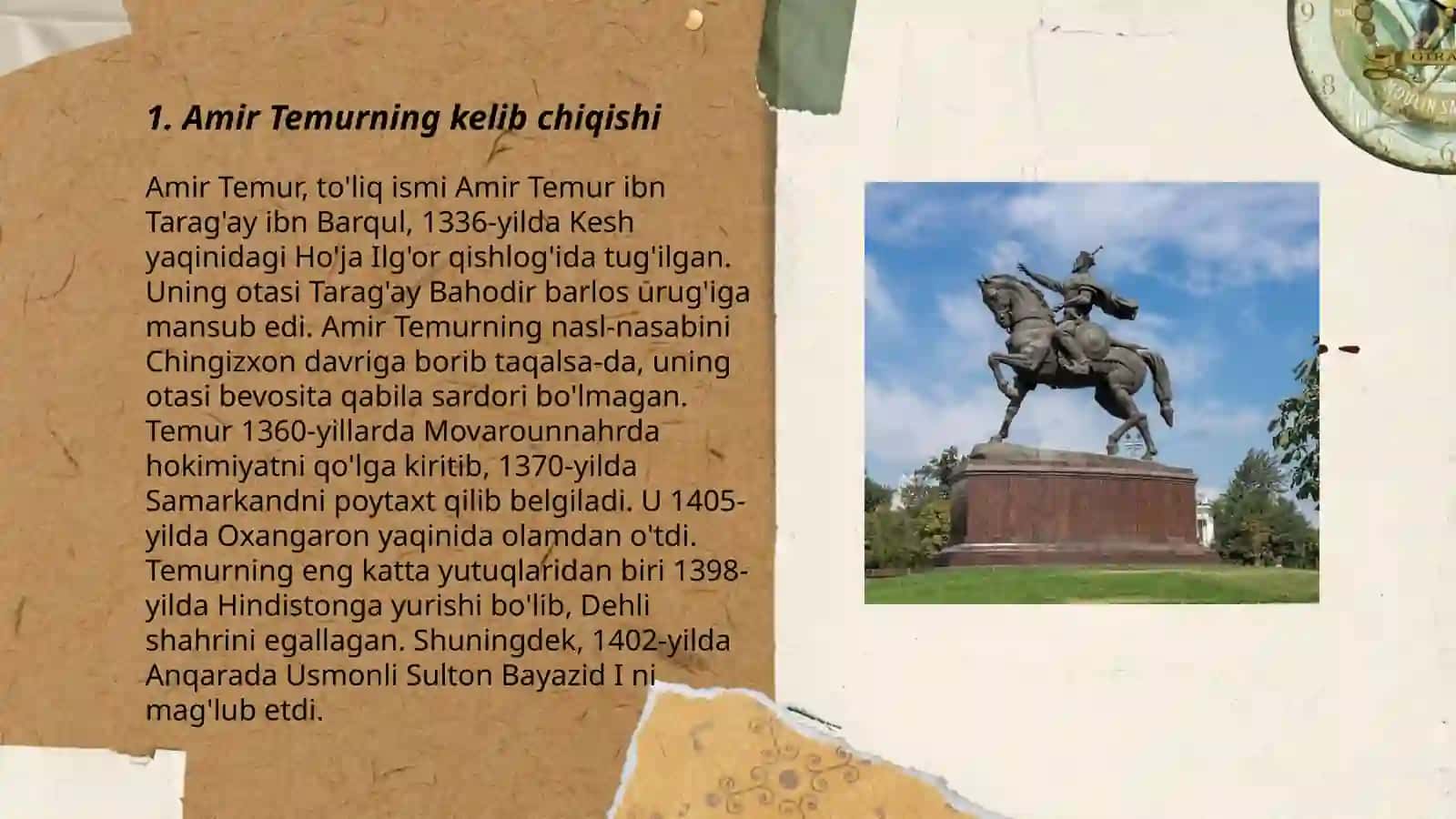 Amir Temurning siyosiy hokimiyatni qo’lga olishi va markazlashgan davlat asoslarining yaratilishi 3